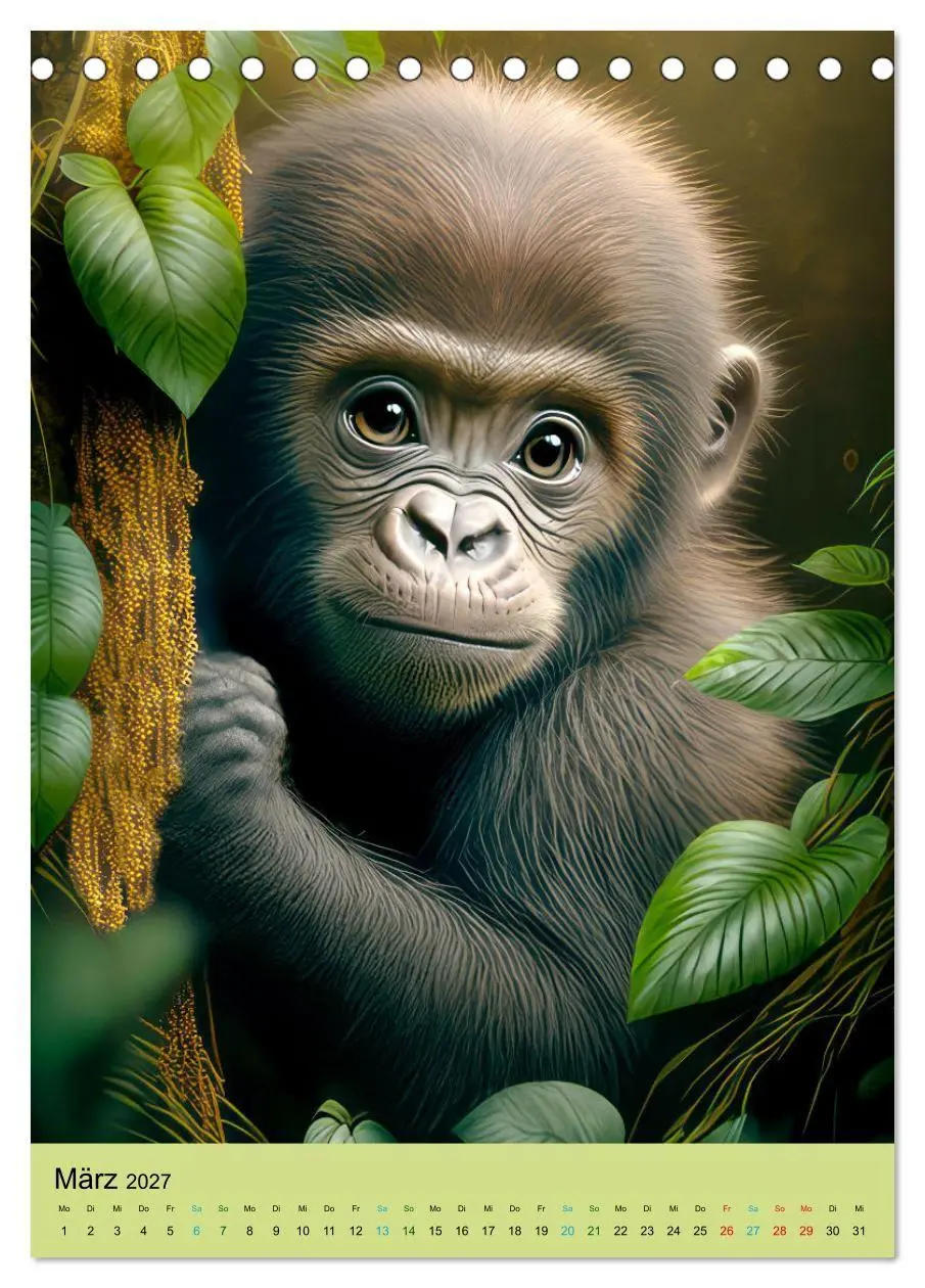 Bild: 9783569331402 | Dschungelbabys - Artwork (Tischkalender 2027 DIN A5 hoch), CALVENDO...