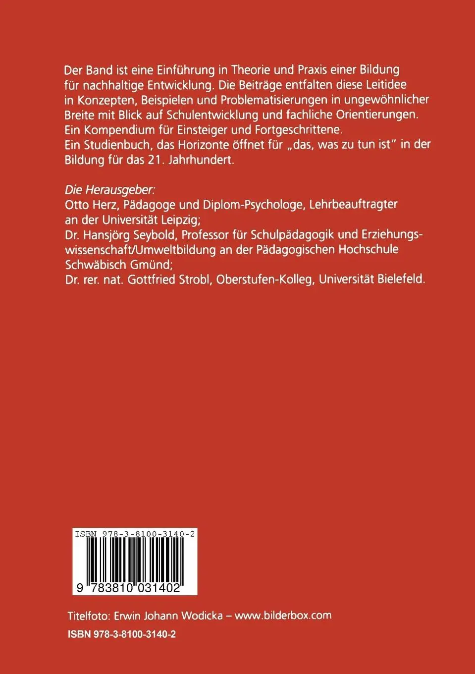 Rückseite: 9783810031402 | Bildung für nachhaltige Entwicklung | Otto Herz (u. a.) | Taschenbuch