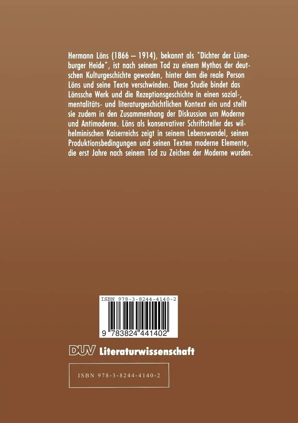 Rückseite: 9783824441402 | Mythos Löns | Heimat, Volk und Natur im Werk von Hermann Löns | Dupke