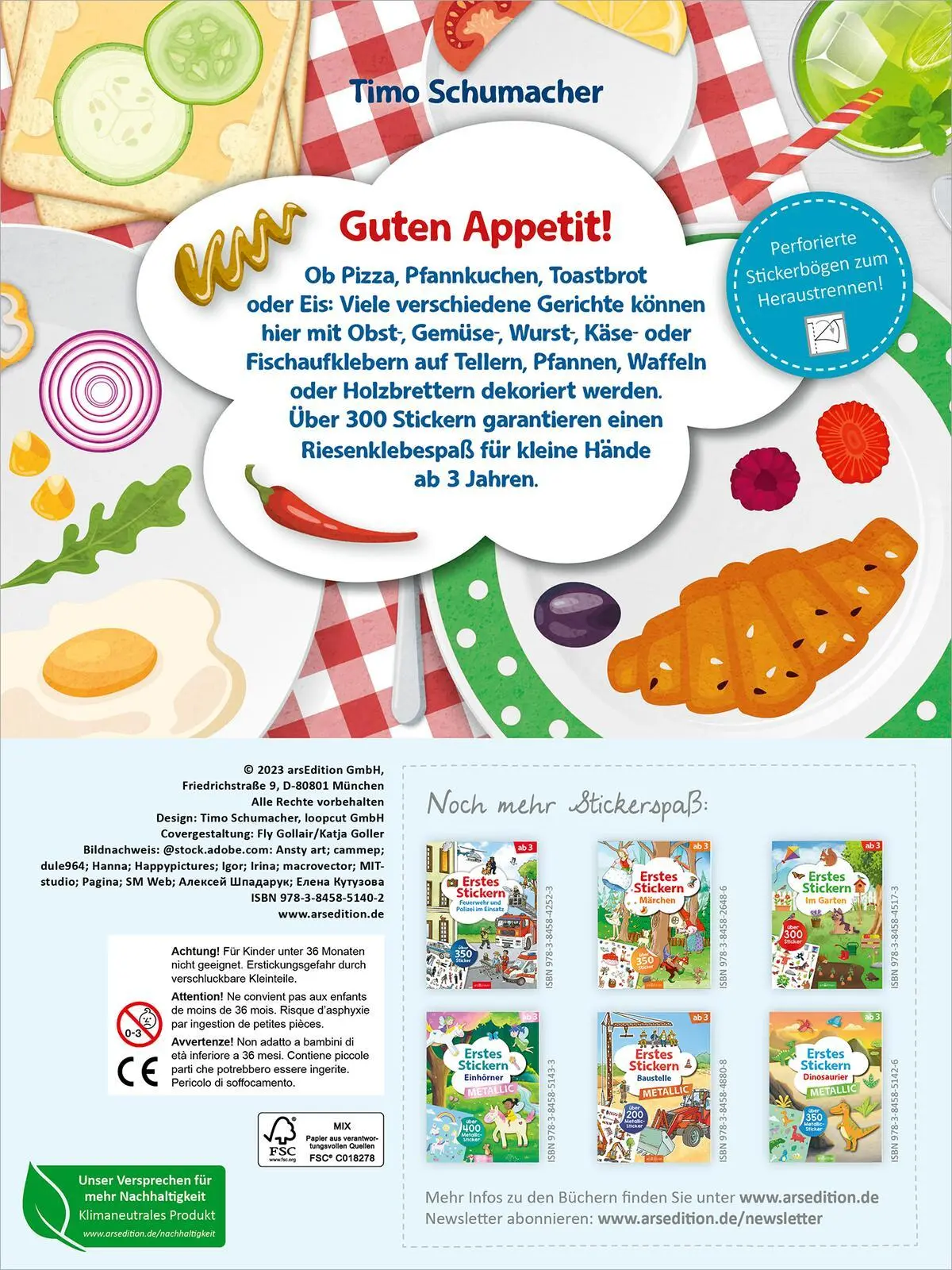 Rückseite: 9783845851402 | Erstes Stickern - Lieblingsessen | Über 300 Sticker | Timo Schumacher