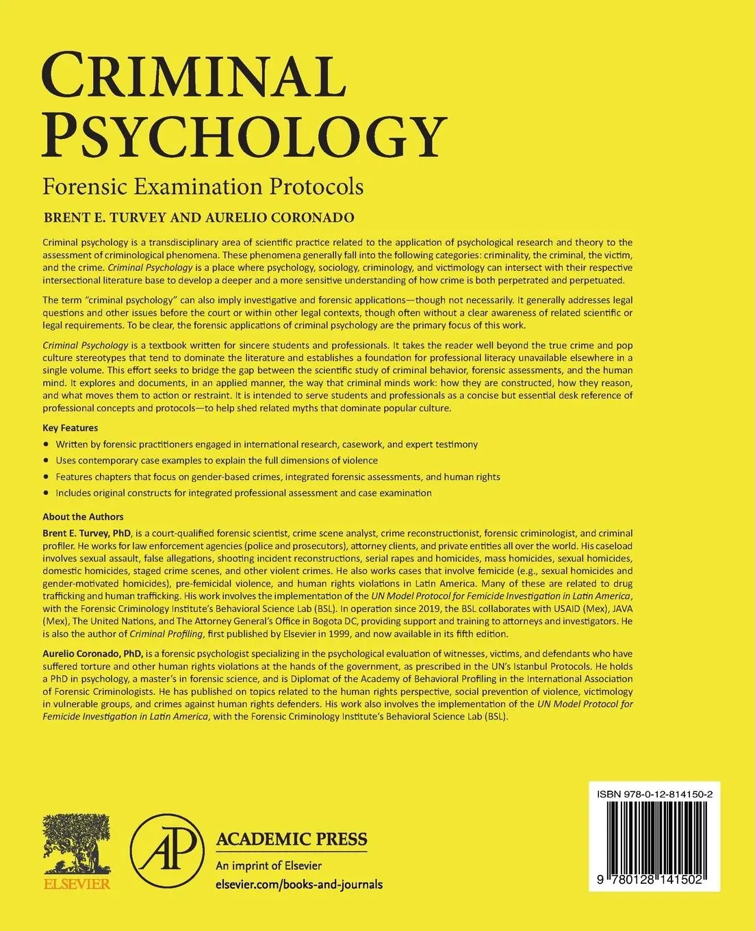 Rückseite: 9780128141502 | Criminal Psychology | Forensic Examination Protocols | Mares (u. a.)