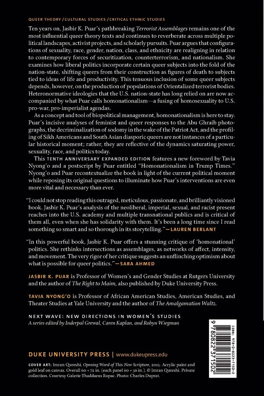 Rückseite: 9780822371502 | Terrorist Assemblages | Homonationalism in Queer Times | Puar | Buch