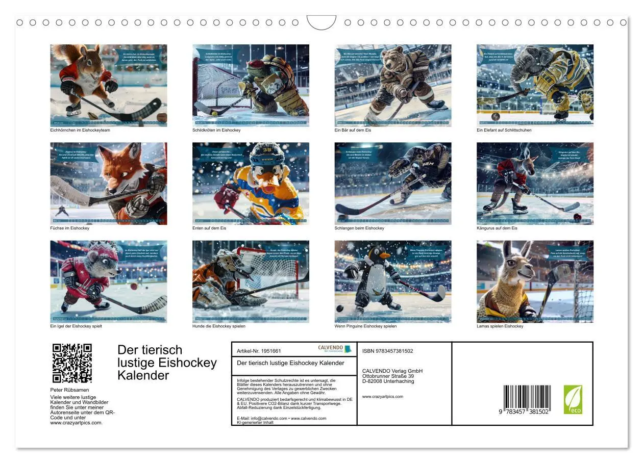 Bild: 9783457381502 | Der tierisch lustige Eishockey Kalender (Wandkalender 2026 DIN A3...