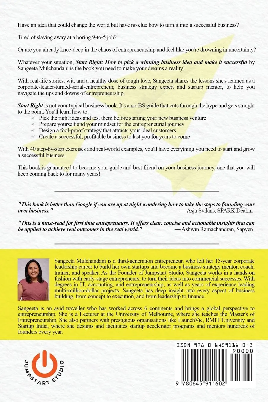 Rückseite: 9780645911602 | Start Right | Sangeeta Mulchandani | Taschenbuch | Englisch | 2023