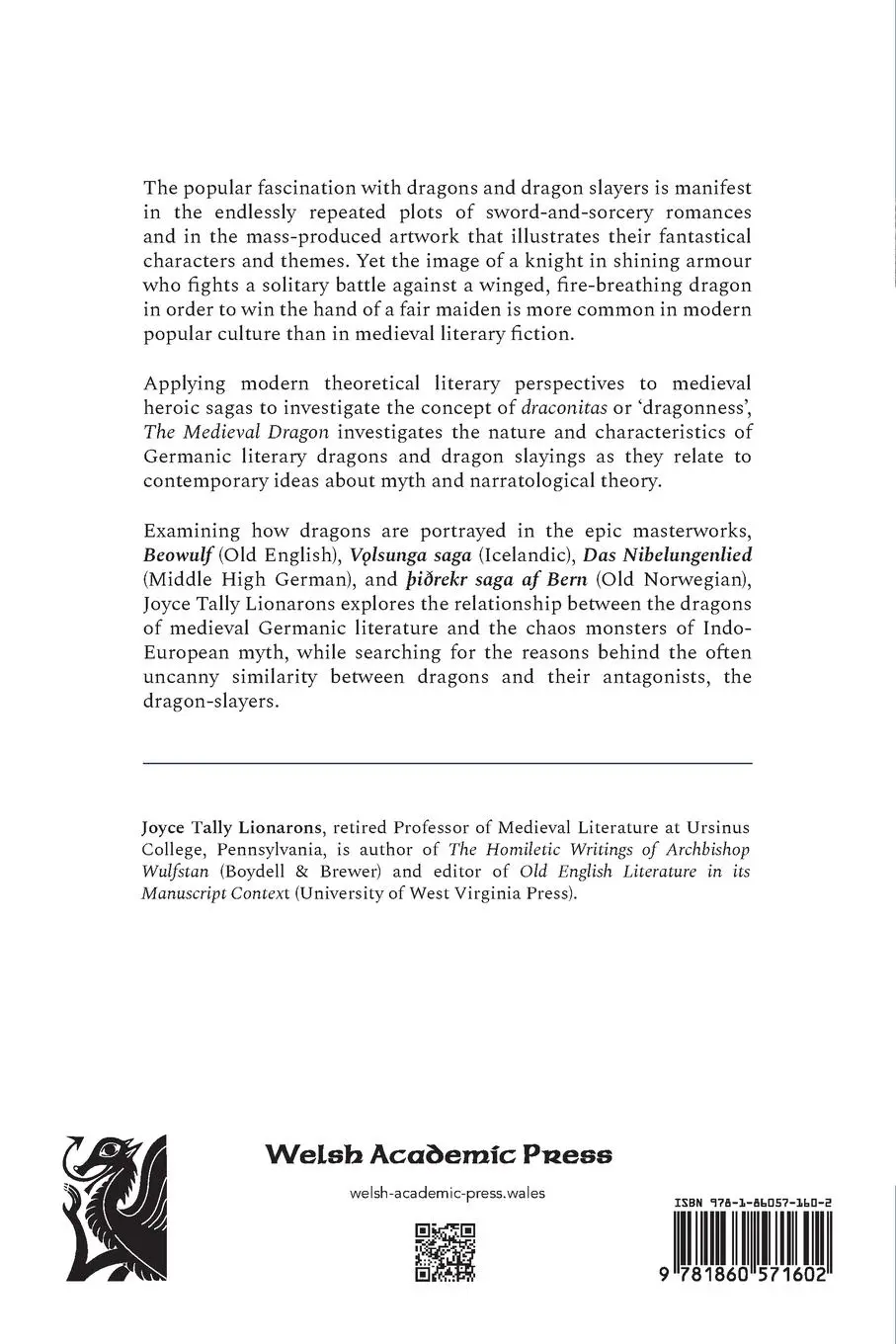 Rückseite: 9781860571602 | The Medieval Dragon | The Nature of the Beast in Germanic Literature