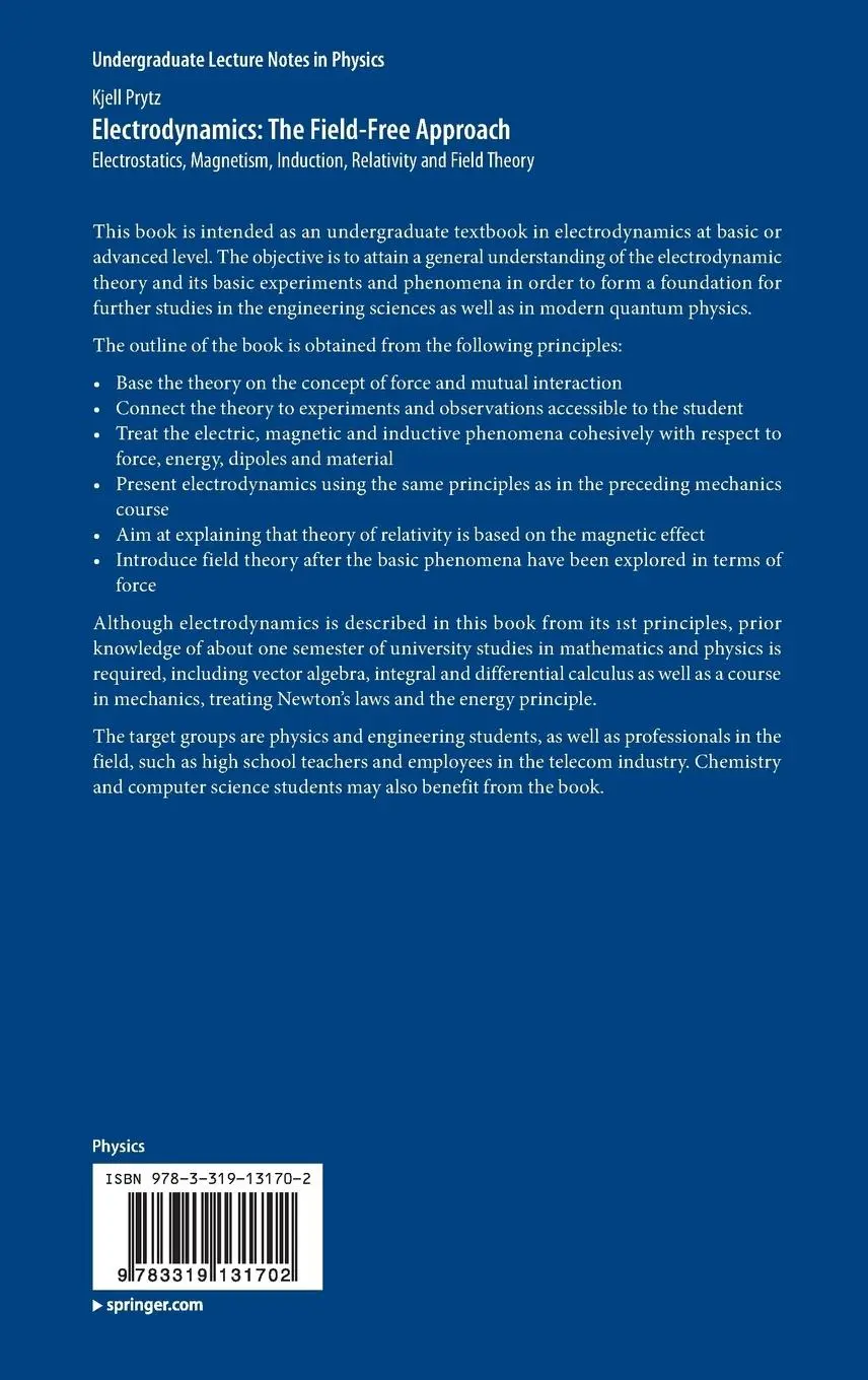 Rückseite: 9783319131702 | Electrodynamics: The Field-Free Approach | Kjell Prytz | Buch | xxv