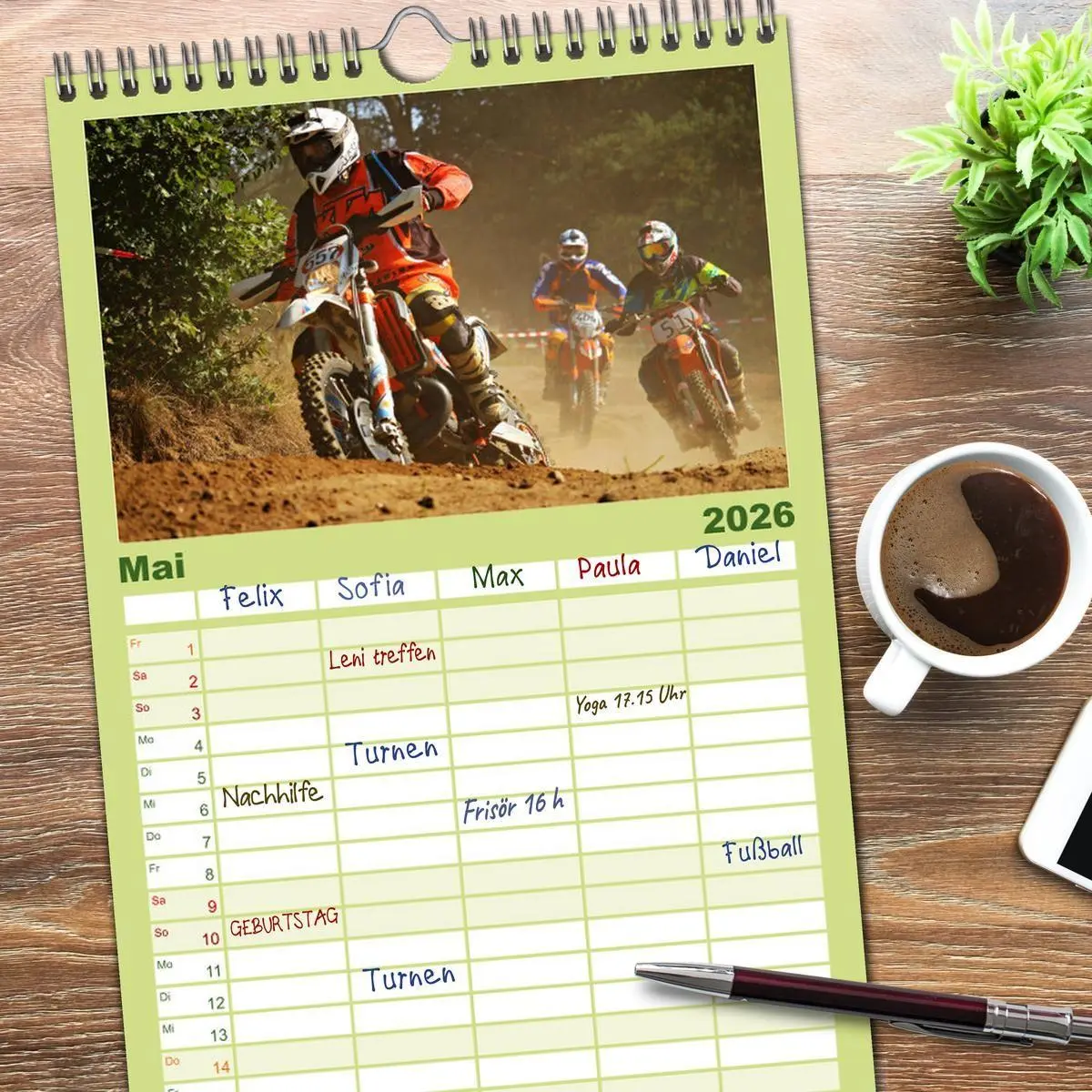 Bild: 9783516521702 | Familienplaner 2026 - Motocross - tollkühne Kerle mit 5 Spalten...