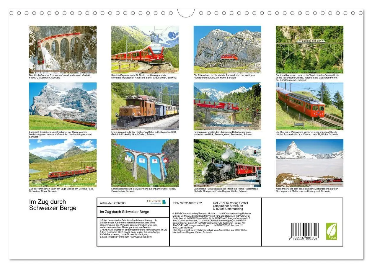 Bild: 9783516901702 | Im Zug durch Schweizer Berge (Wandkalender 2027 DIN A3 quer),...