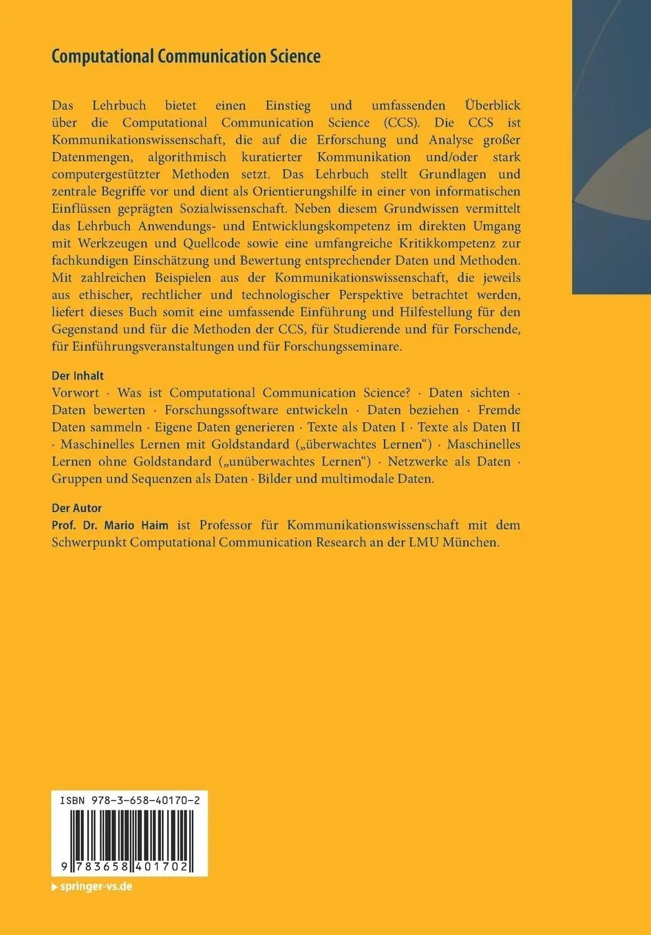 Rückseite: 9783658401702 | Computational Communication Science | Eine Einführung | Mario Haim