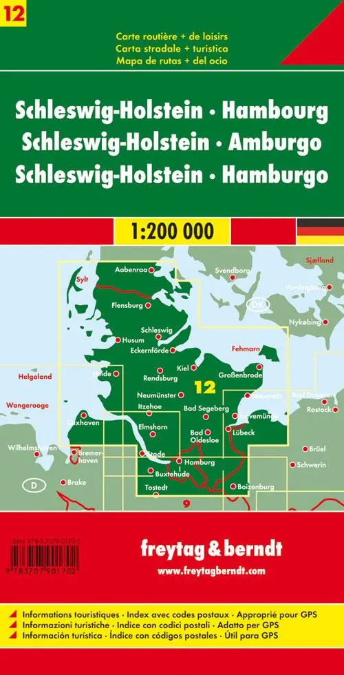 Rückseite: 9783707901702 | Deutschland 12 Schleswig-Holstein, Hamburg 1 : 200 000 | (Land-)Karte