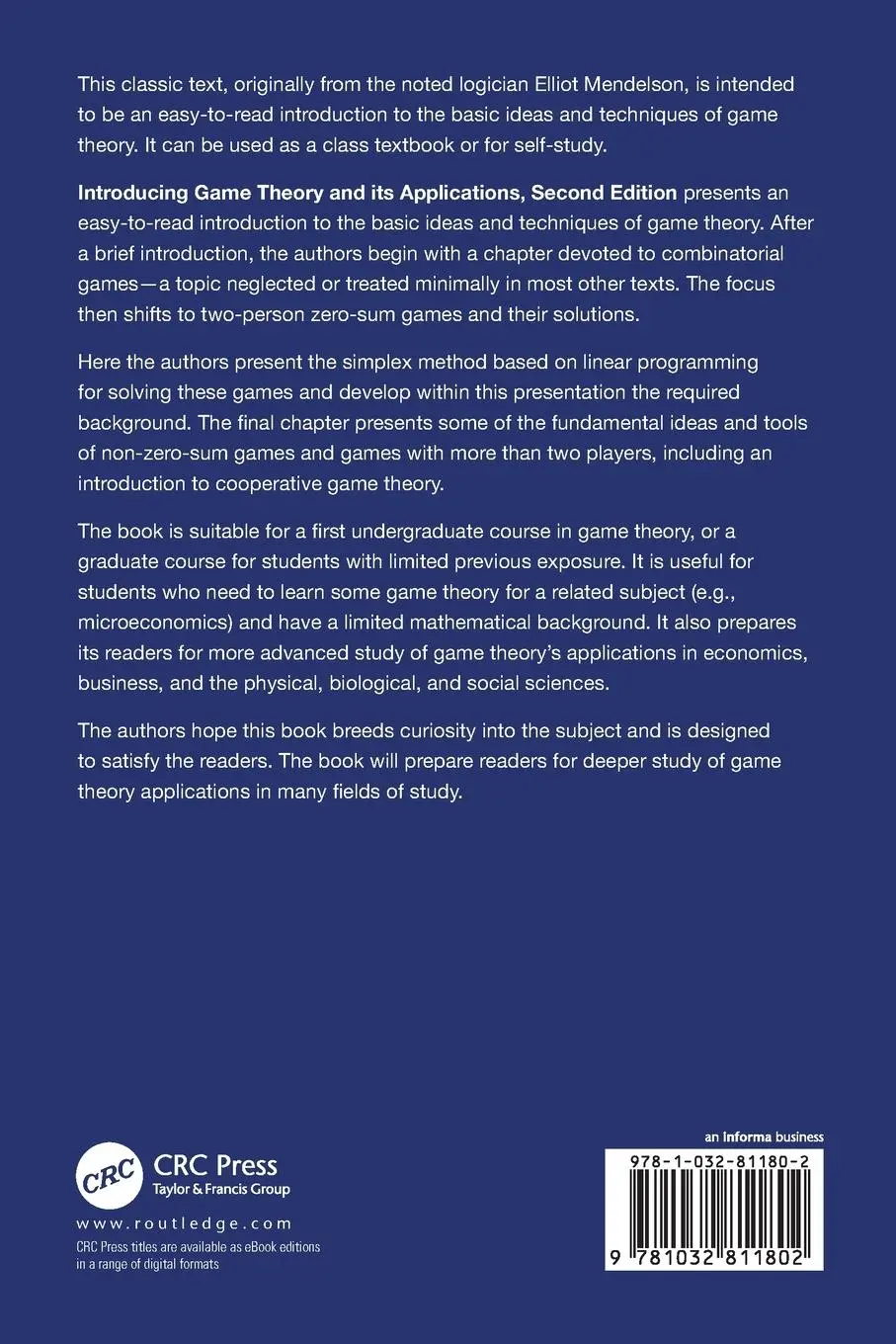 Rückseite: 9781032811802 | Introducing Game Theory and its Applications | Mendelson (u. a.)