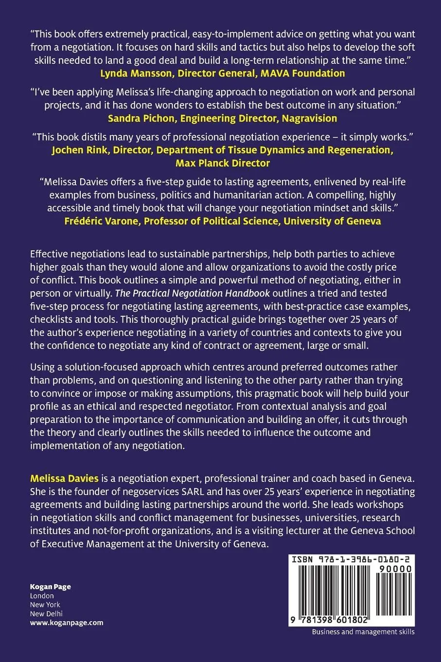 Rückseite: 9781398601802 | The Practical Negotiation Handbook | Melissa Davies | Taschenbuch