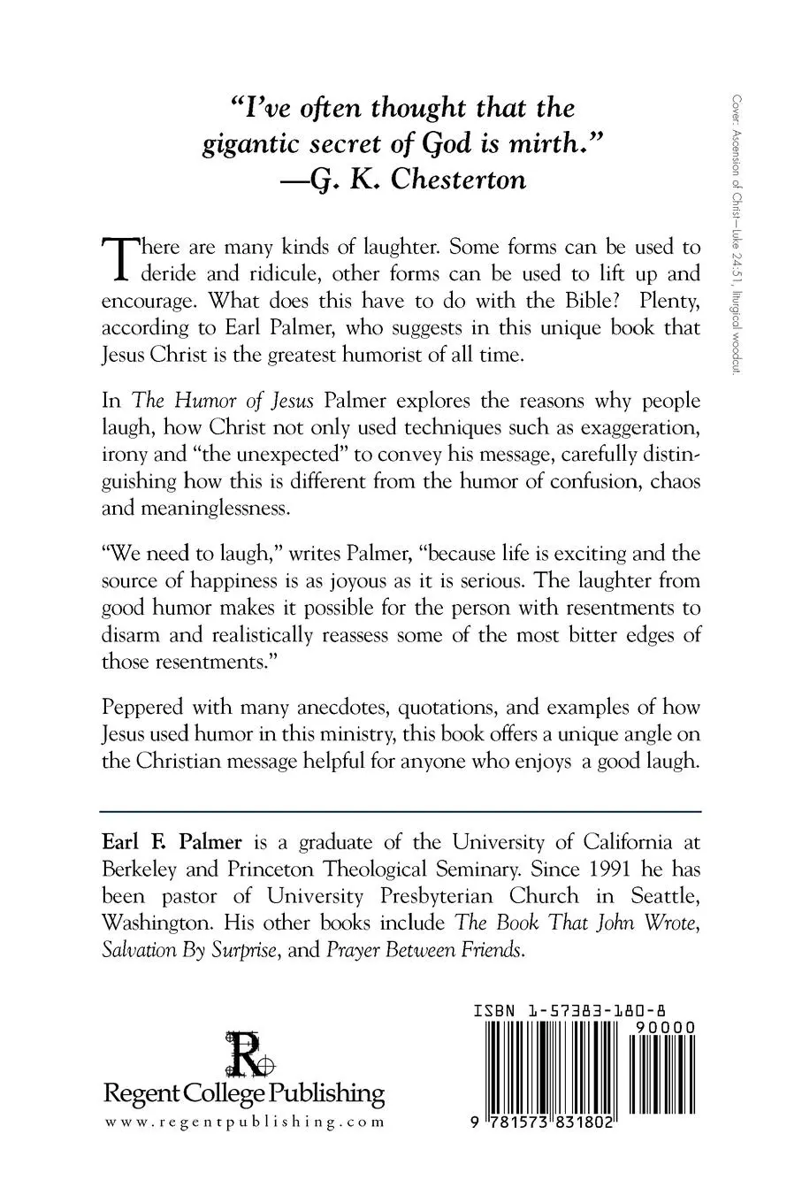 Rückseite: 9781573831802 | The Humor of Jesus | Sources of Laughter in the Bible | Earl F. Palmer