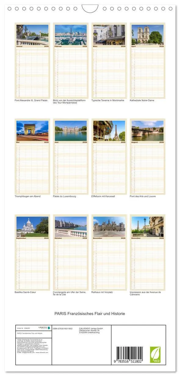 Bild: 9783516511802 | Familienplaner 2026 - PARIS Französisches Flair und Historie mit 5...