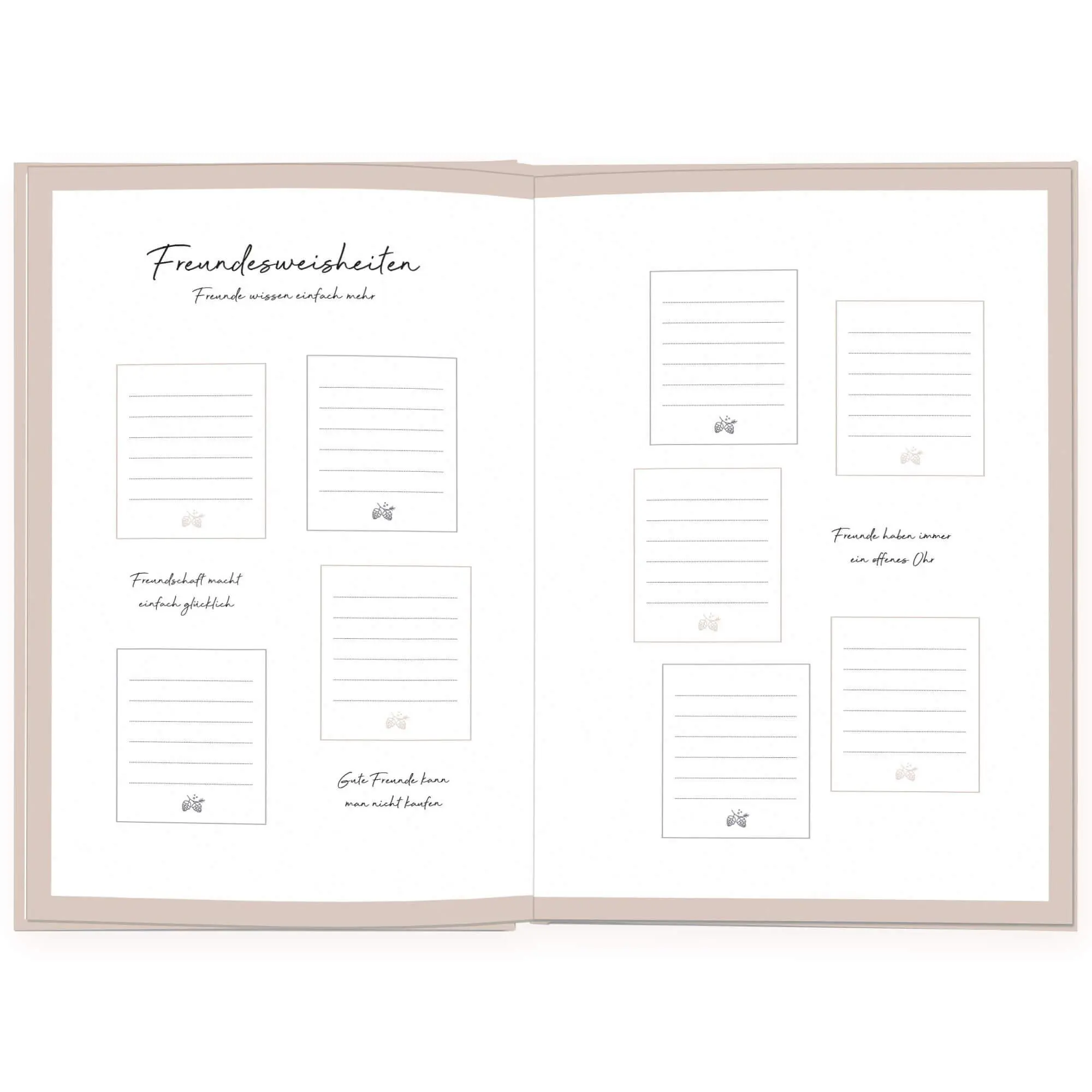 Bild: 9783985951802 | Freunde | Das Freundebuch zum Ausfüllen (warmgrau) | LEAF &amp; GOLD
