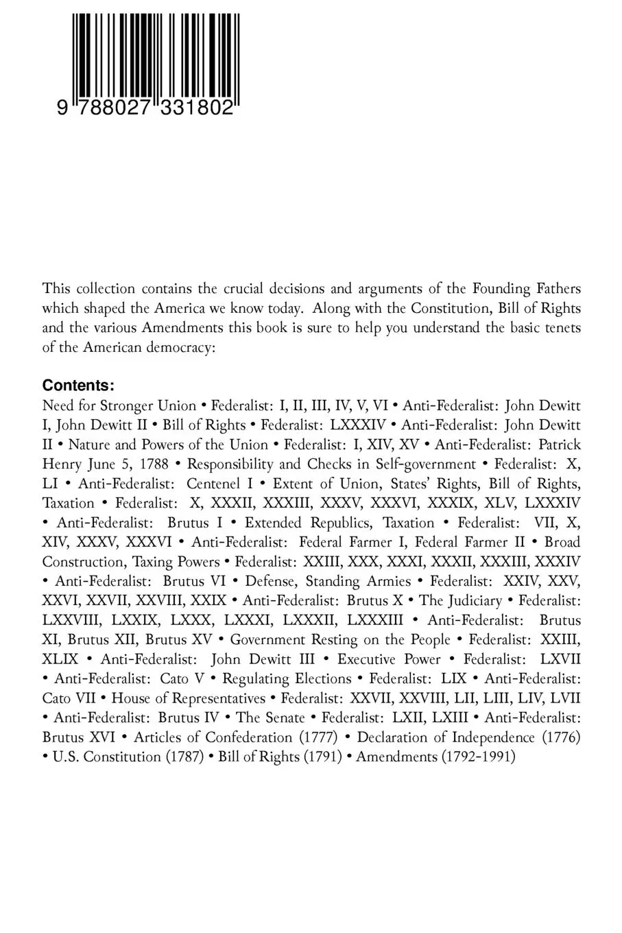 Rückseite: 9788027331802 | The Federalist &amp; The Anti-Federalist Papers | Hamilton (u. a.) | Buch