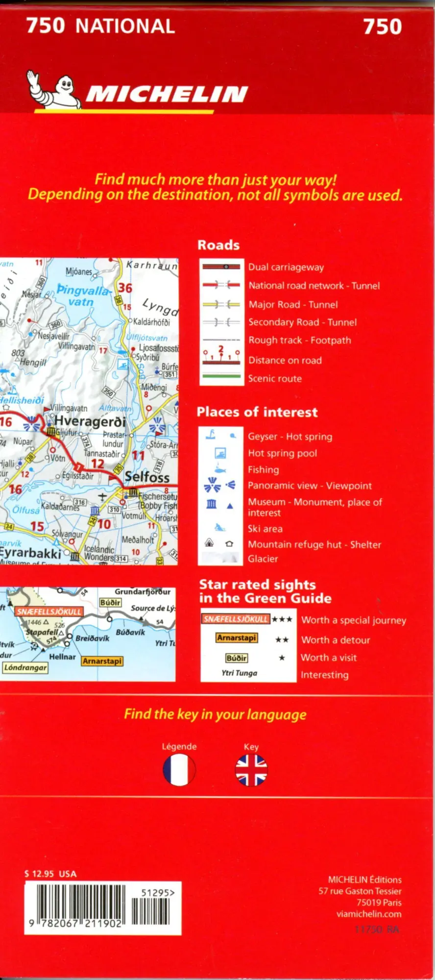 Bild: 9782067211902 | Michelin Nationalkarte Island | Straßen- und Tourismuskarte 1:500.000