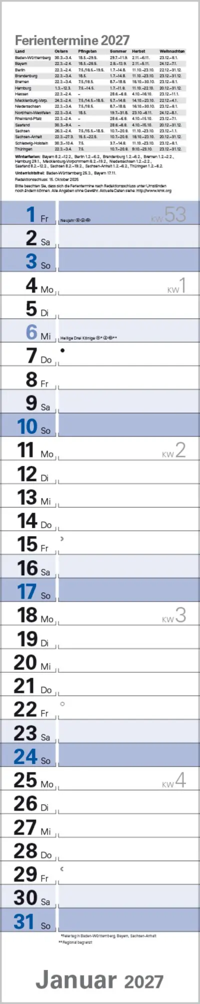 Bild: 9783819301902 | Planer Blau 2027 | Verlag Korsch | Kalender | Spiralbindung | 13 S.