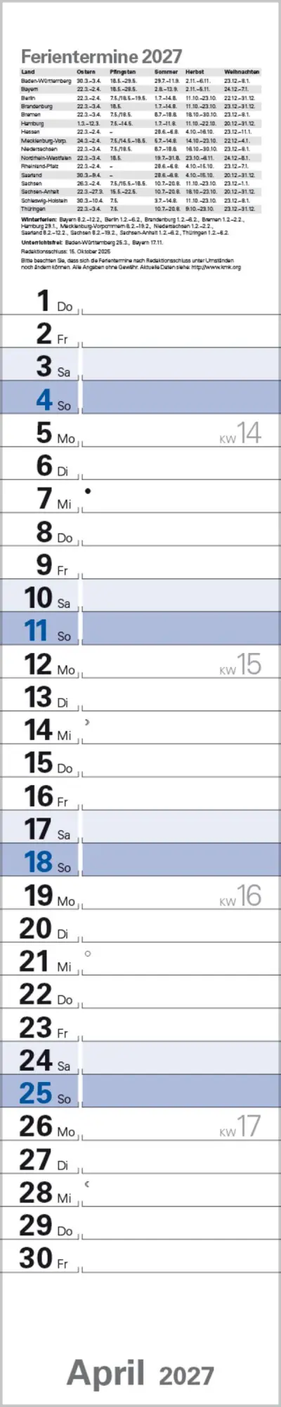 Bild: 9783819301902 | Planer Blau 2027 | Verlag Korsch | Kalender | Spiralbindung | 13 S.