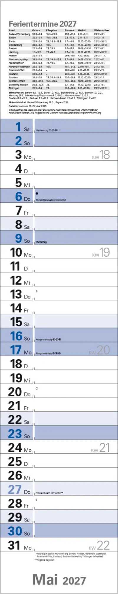 Bild: 9783819301902 | Planer Blau 2027 | Verlag Korsch | Kalender | Spiralbindung | 13 S.
