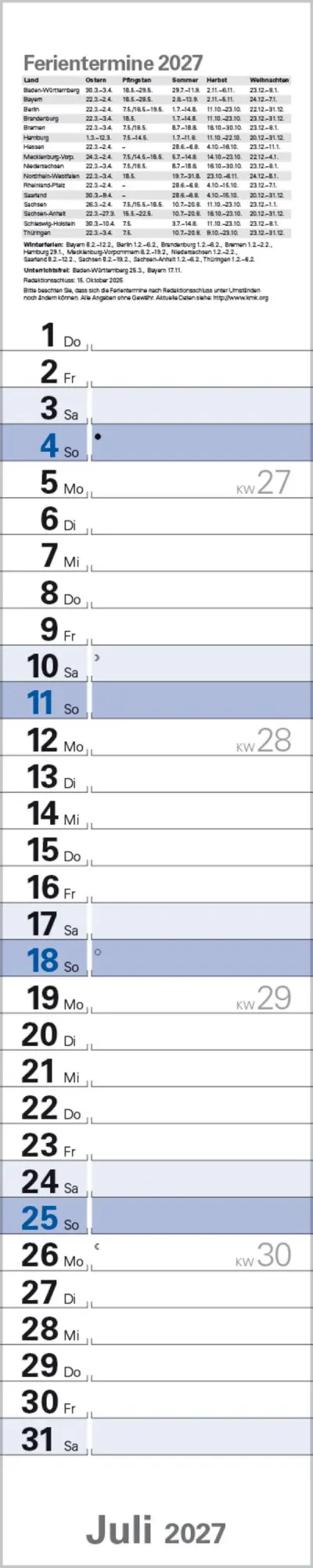 Bild: 9783819301902 | Planer Blau 2027 | Verlag Korsch | Kalender | Spiralbindung | 13 S.