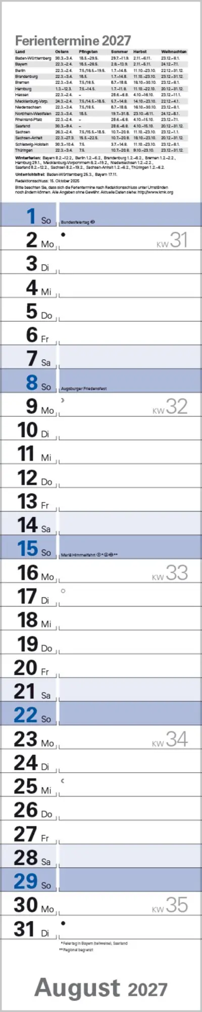 Bild: 9783819301902 | Planer Blau 2027 | Verlag Korsch | Kalender | Spiralbindung | 13 S.