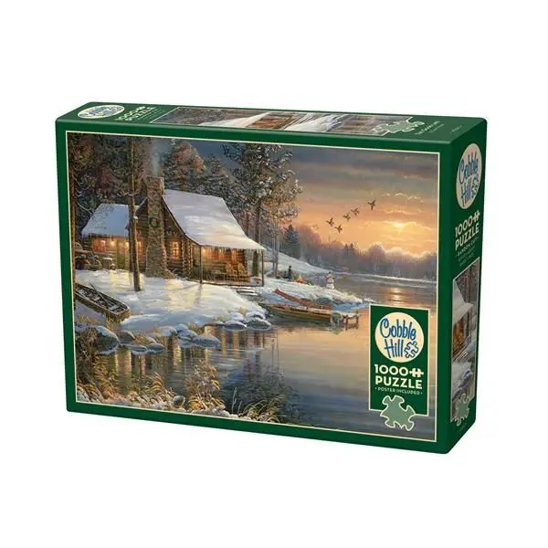 Cover: 625012402002 | Cobble Hill Blockhütte im Winter 1000 Teile | Spiel | In Spielebox
