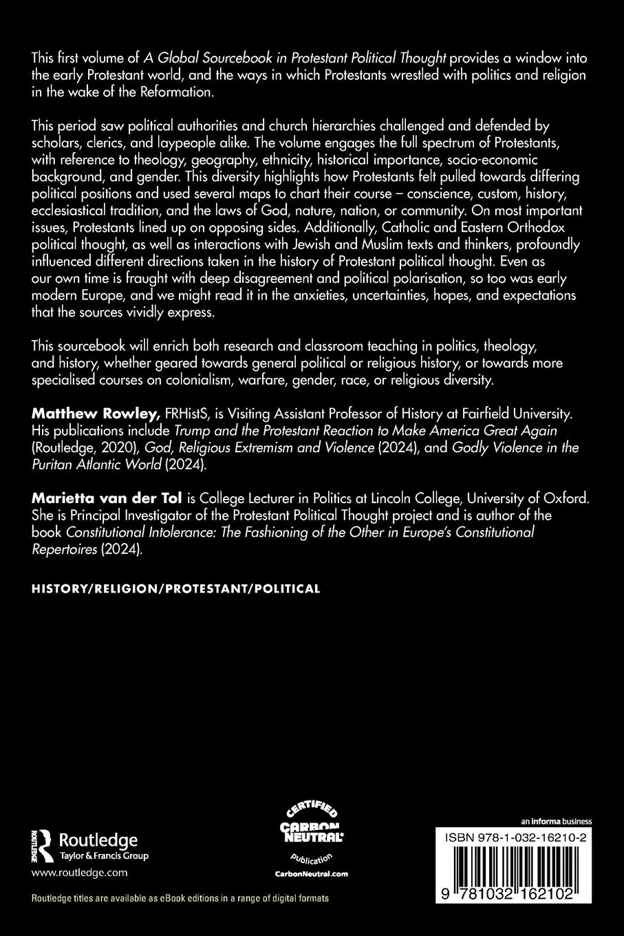 Rückseite: 9781032162102 | A Global Sourcebook in Protestant Political Thought, Volume I | Buch