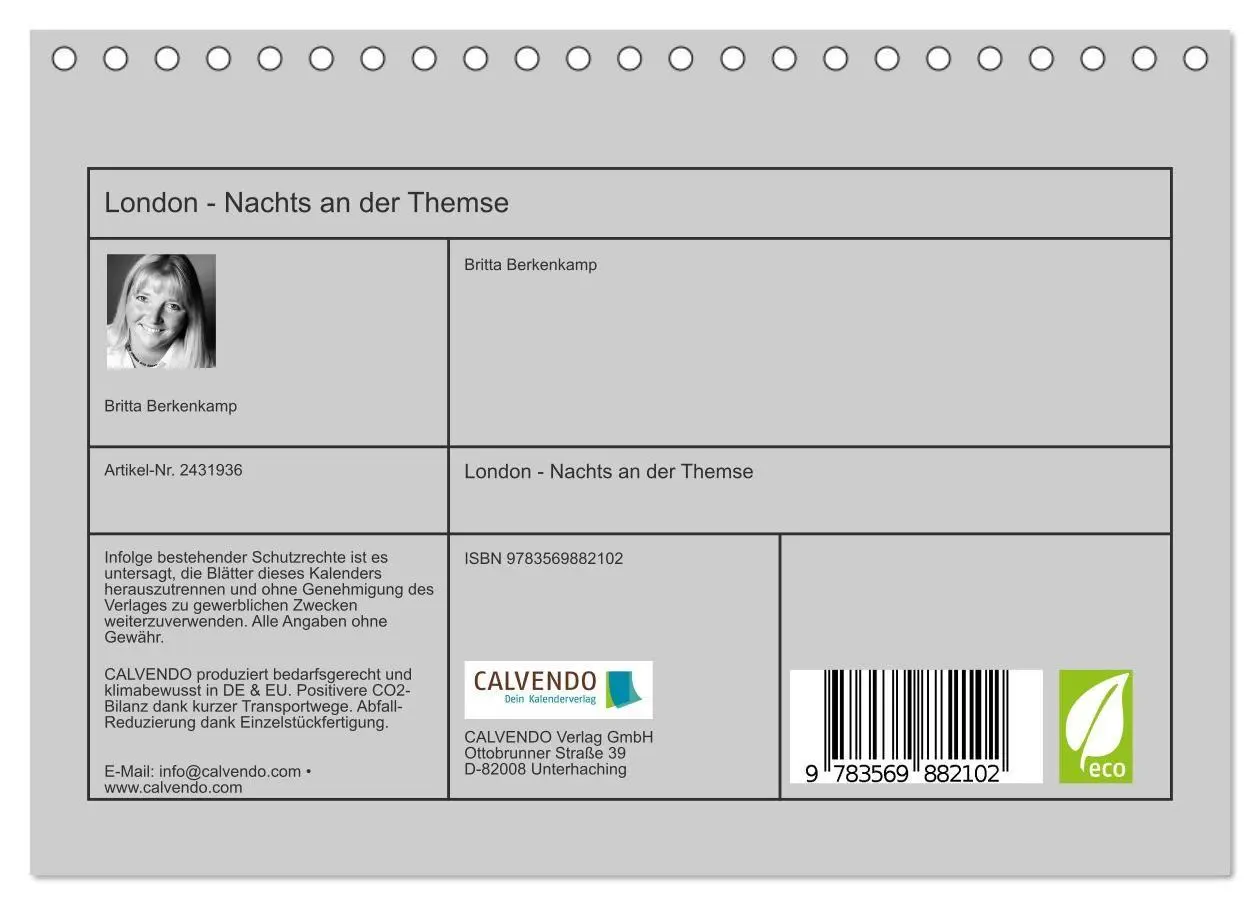 Bild: 9783569882102 | London - Nachts an der Themse (Tischkalender 2027 DIN A5 quer),...