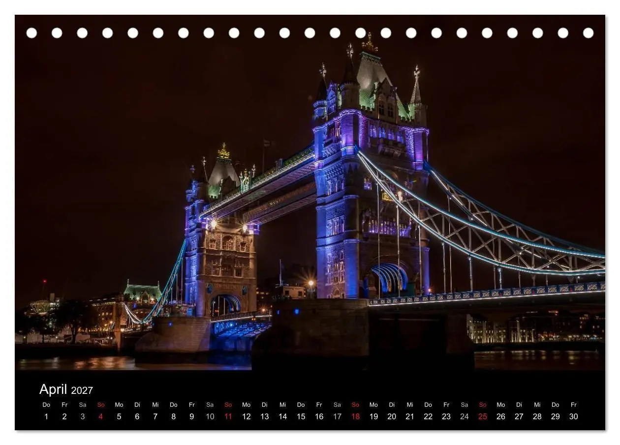 Bild: 9783569882102 | London - Nachts an der Themse (Tischkalender 2027 DIN A5 quer),...