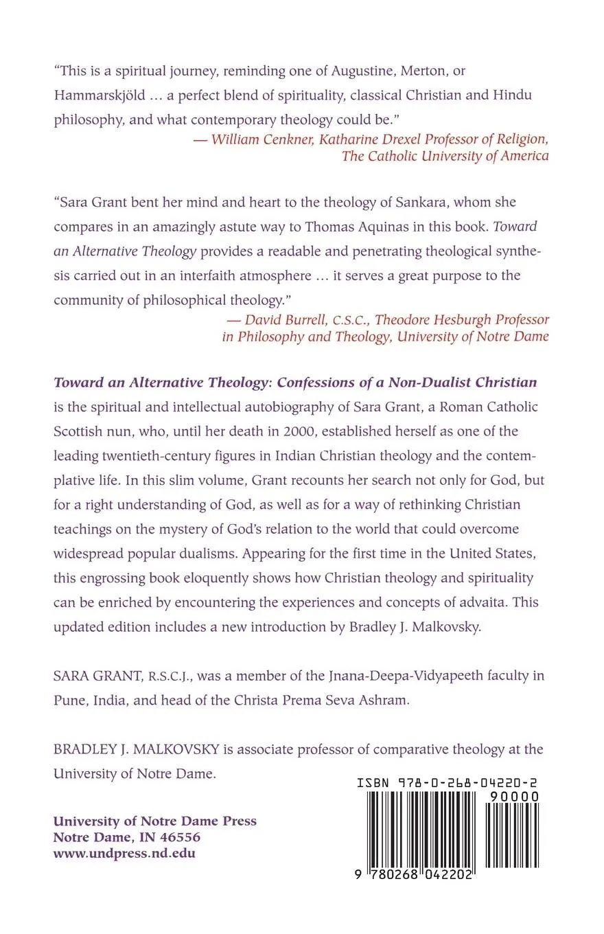 Rückseite: 9780268042202 | Toward an Alternative Theology | Sara Grant R. S. C. J. | Taschenbuch