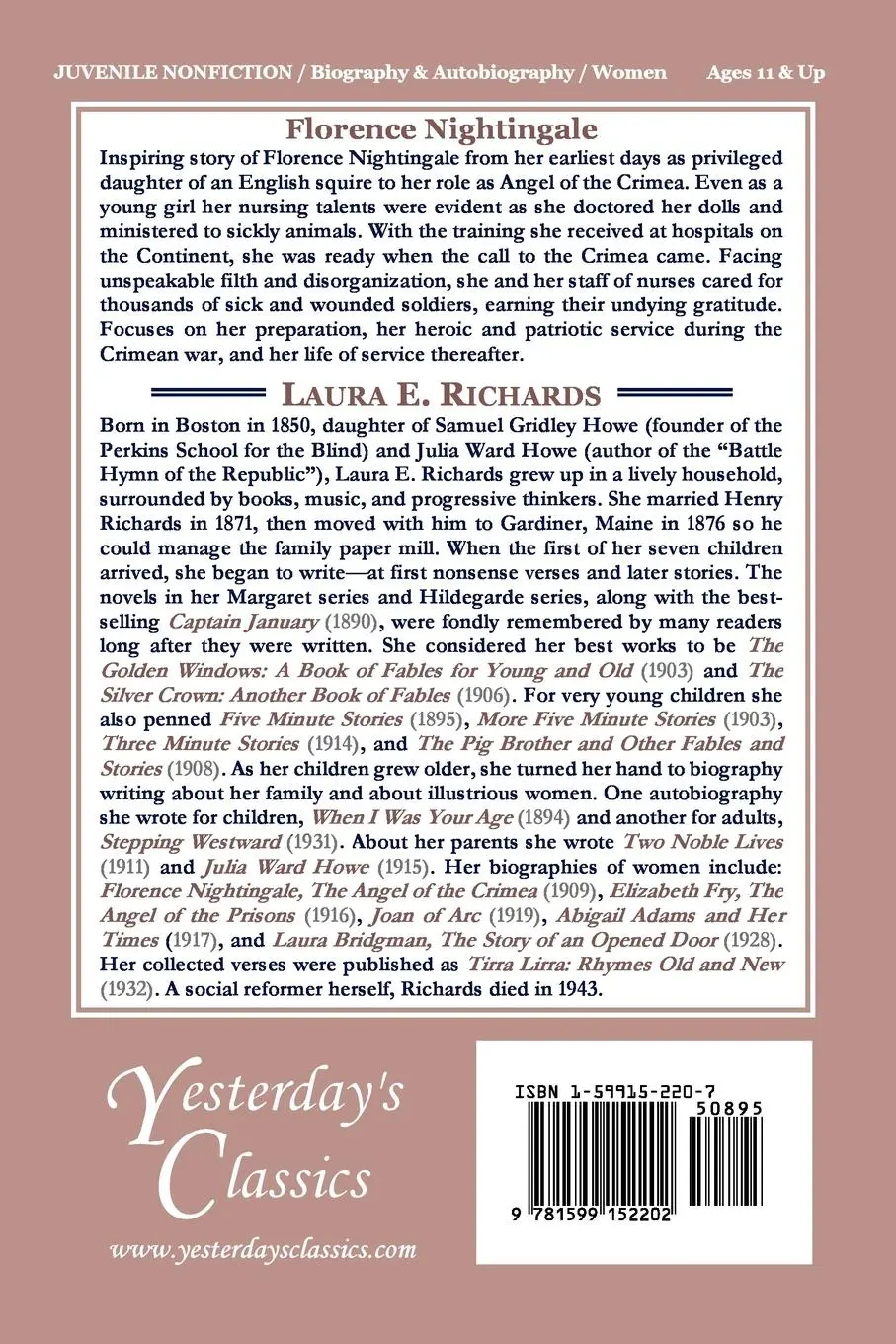 Rückseite: 9781599152202 | Florence Nightingale (Yesterday's Classics) | Laura E Richards | Buch