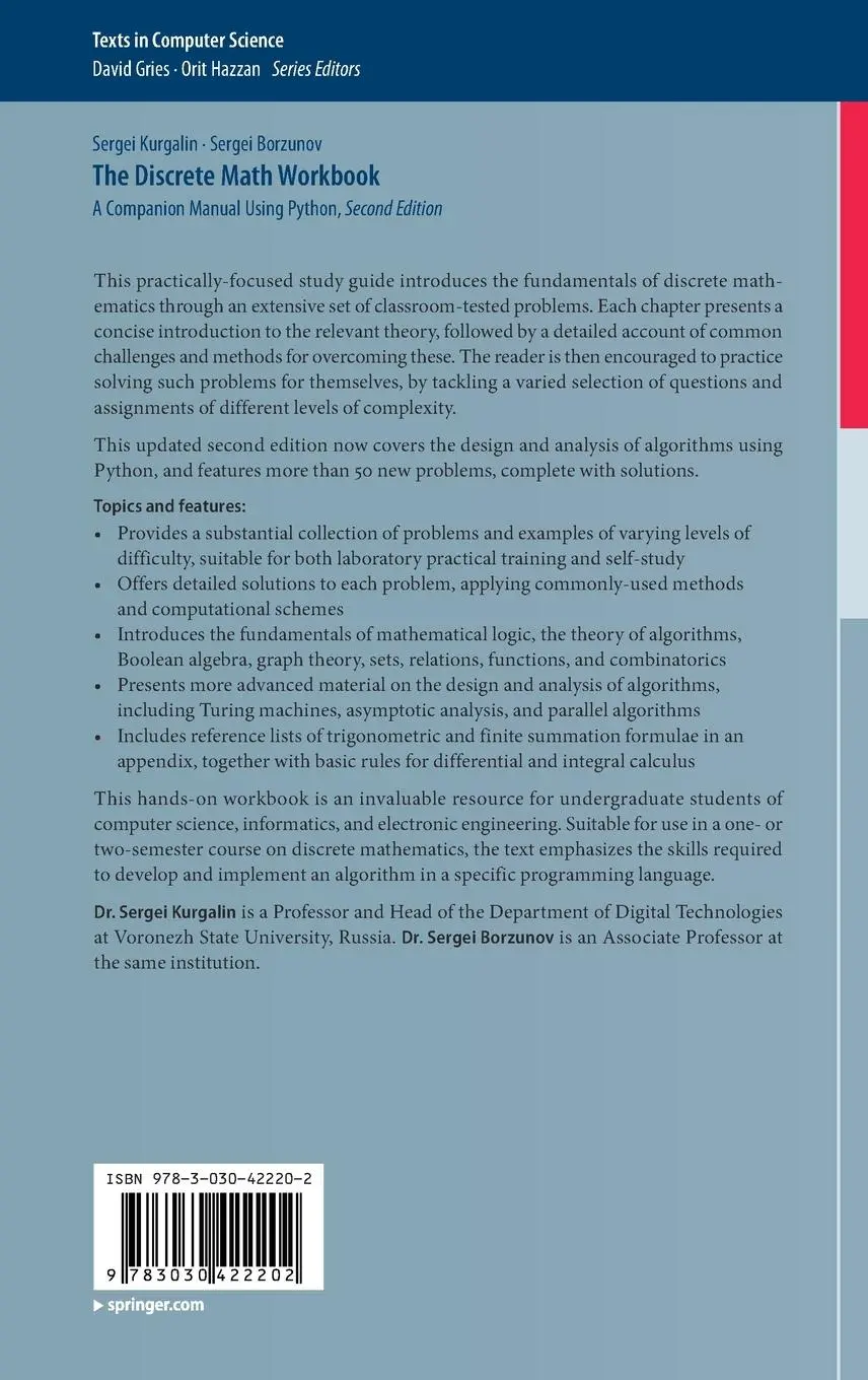 Rückseite: 9783030422202 | The Discrete Math Workbook | A Companion Manual Using Python | Buch