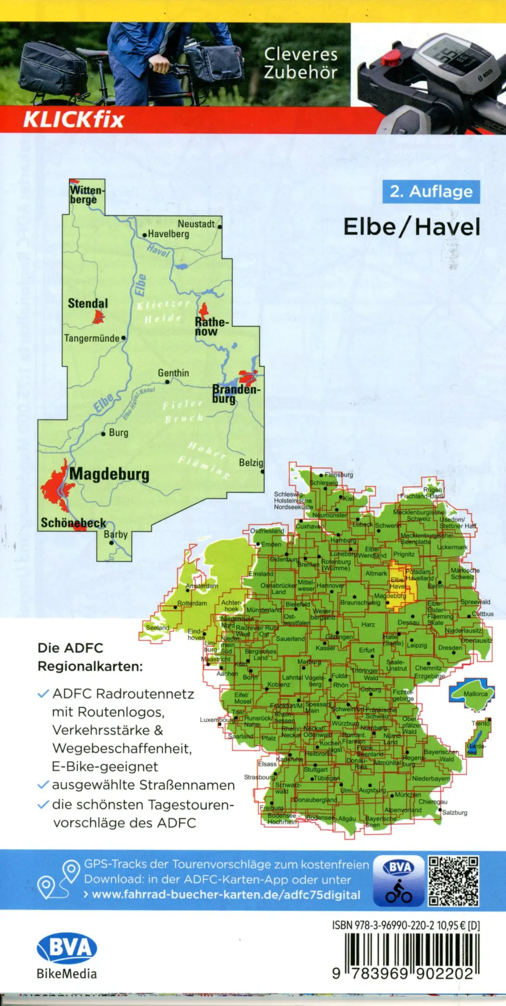 Bild: 9783969902202 | BVA ADFC Regionalkarte Elbe/Havel, mit Knotenpunkten 1:75.000 | 2024