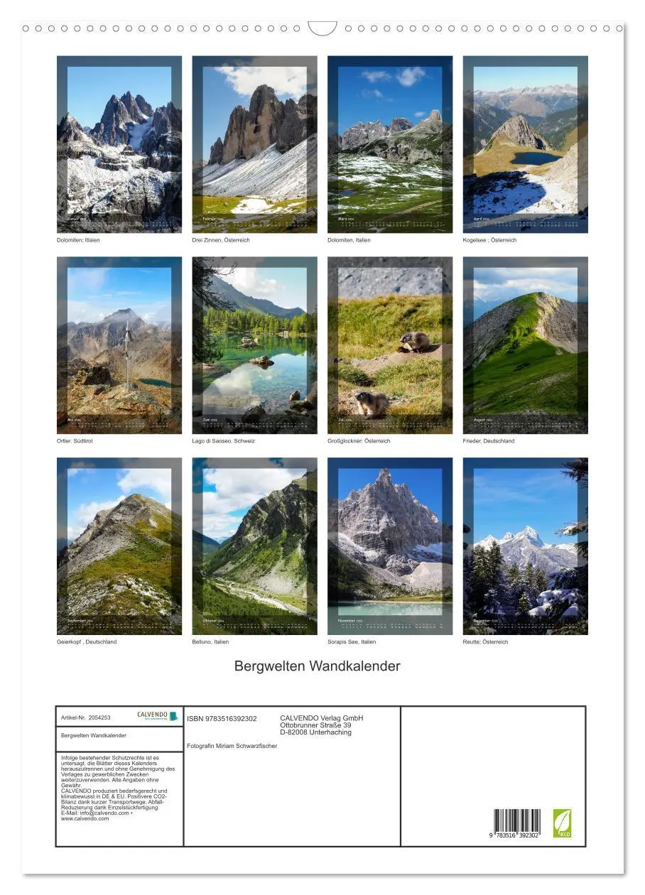 Bild: 9783516392302 | Bergwelten Wandkalender (Wandkalender 2026 DIN A2 hoch), CALVENDO...