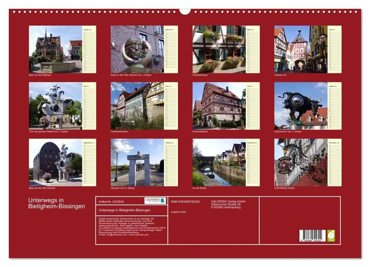 Bild: 9783569792302 | Unterwegs in Bietigheim-Bissingen (Wandkalender 2027 DIN A2 quer),...