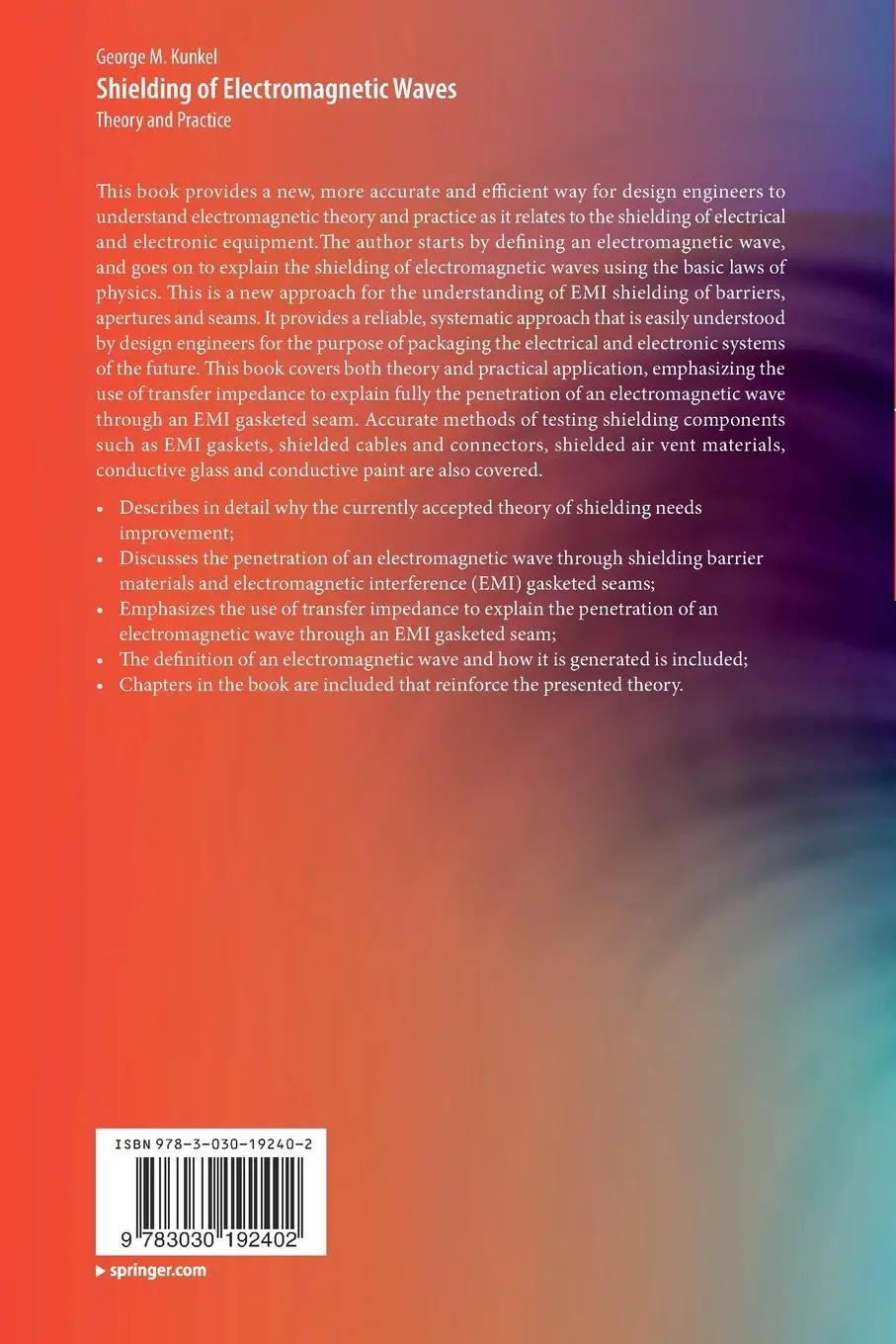 Rückseite: 9783030192402 | Shielding of Electromagnetic Waves | Theory and Practice | Kunkel