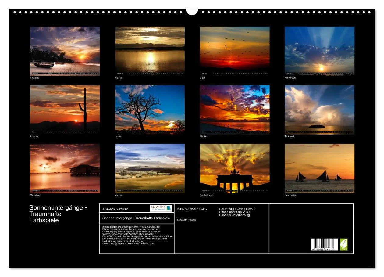 Bild: 9783516142402 | Sonnenuntergänge ¿ Traumhafte Farbspiele (Wandkalender 2026 DIN A2...