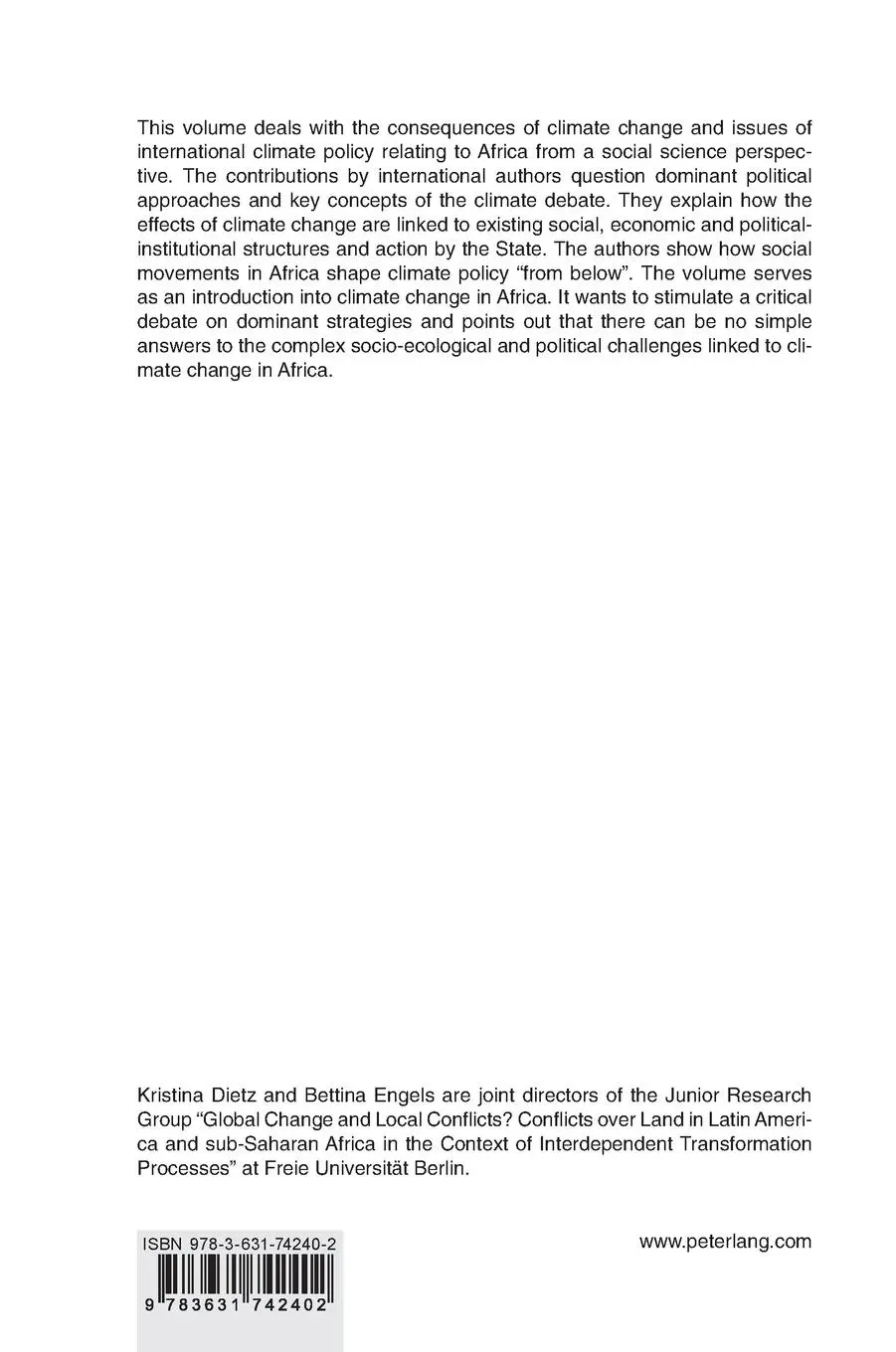 Rückseite: 9783631742402 | Climate Change in Africa | Kristina Dietz (u. a.) | Buch | Gebunden