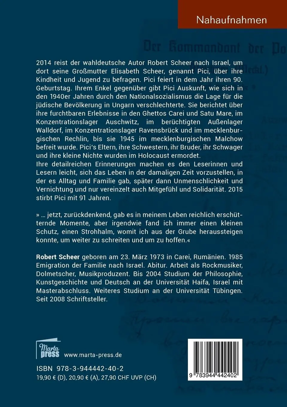 Rückseite: 9783944442402 | Pici | Robert Scheer | Taschenbuch | 228 S. | Deutsch | 2016