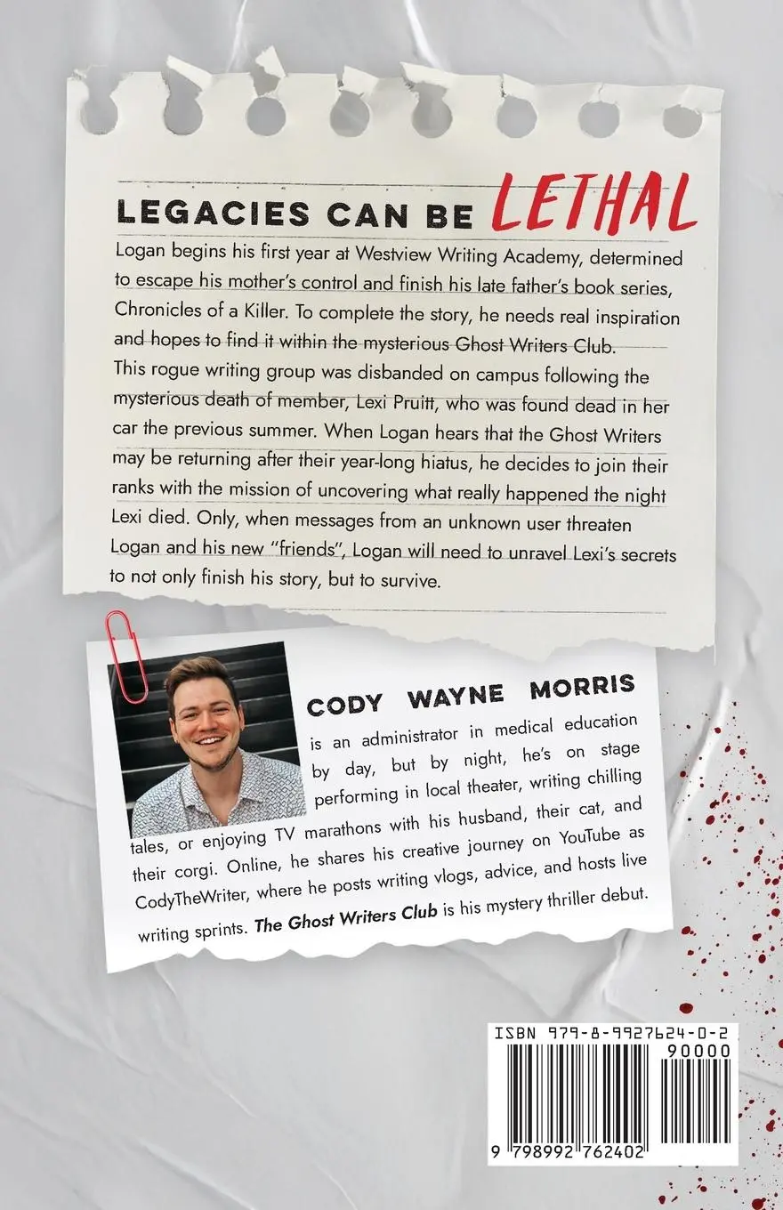 Rückseite: 9798992762402 | The Ghost Writers Club | A Novel | Cody Wayne Morris | Taschenbuch