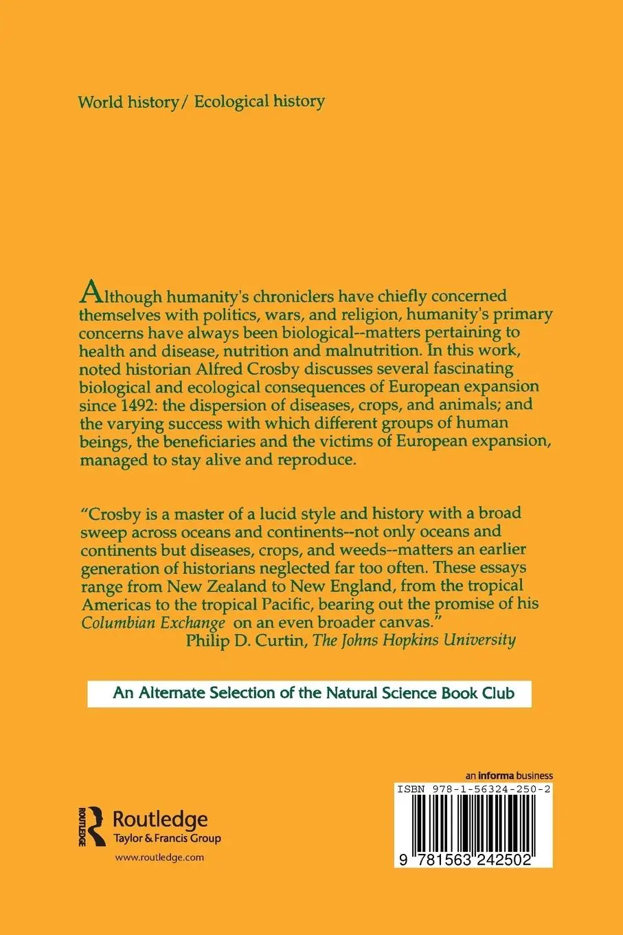 Rückseite: 9781563242502 | Germs, Seeds and Animals | : Studies in Ecological History | Crosby