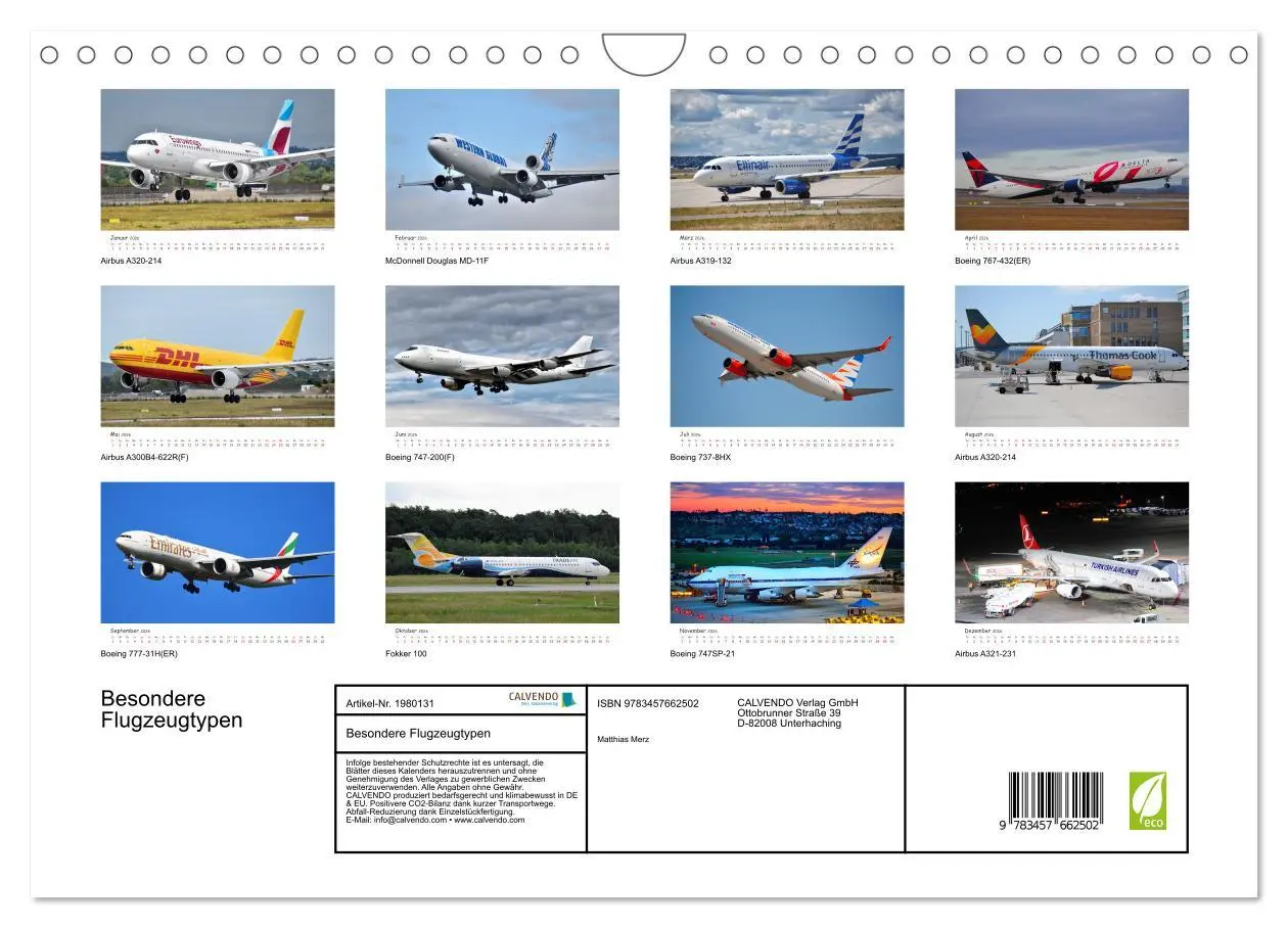 Bild: 9783457662502 | Besondere Flugzeugtypen (Wandkalender 2026 DIN A4 quer), CALVENDO...