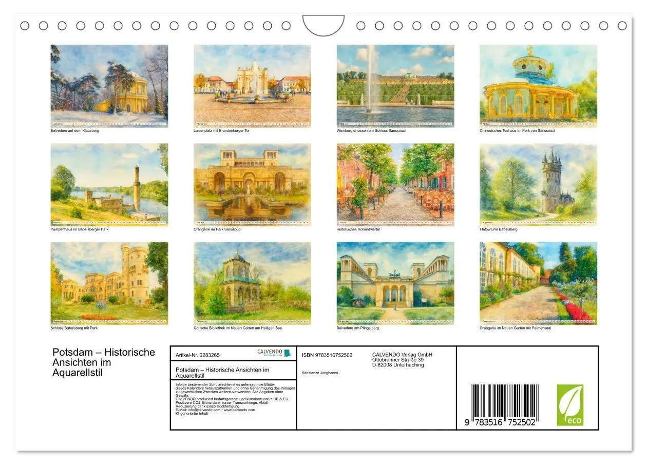 Bild: 9783516752502 | Potsdam - Historische Ansichten im Aquarellstil (Wandkalender 2027...