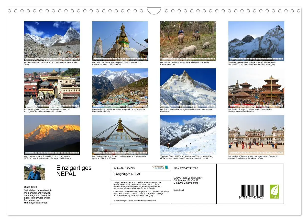 Bild: 9783457412602 | Einzigartiges NEPAL (Wandkalender 2026 DIN A3 quer), CALVENDO...