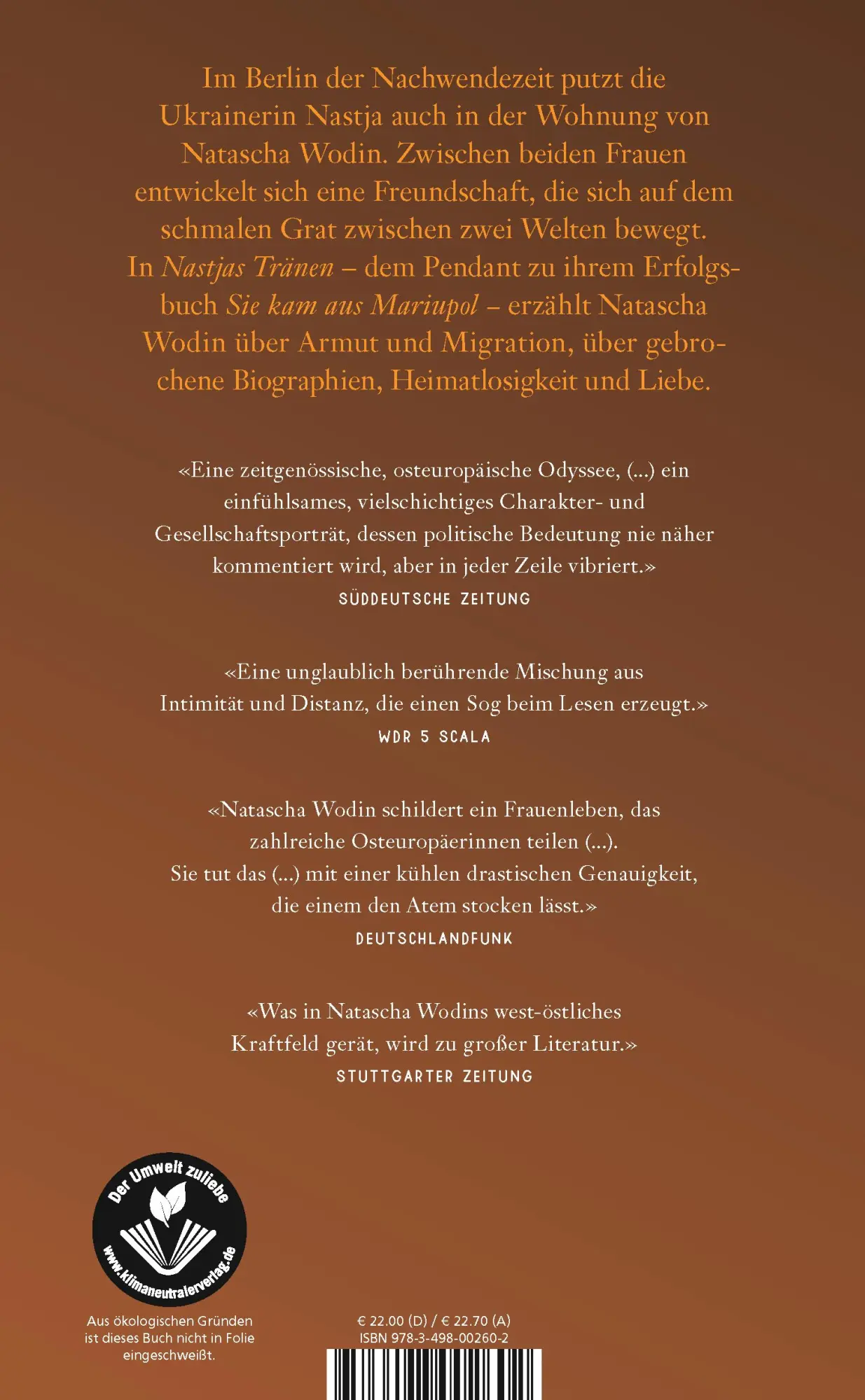 Rückseite: 9783498002602 | Nastjas Tränen | Natascha Wodin | Buch | 189 S. | Deutsch | 2021