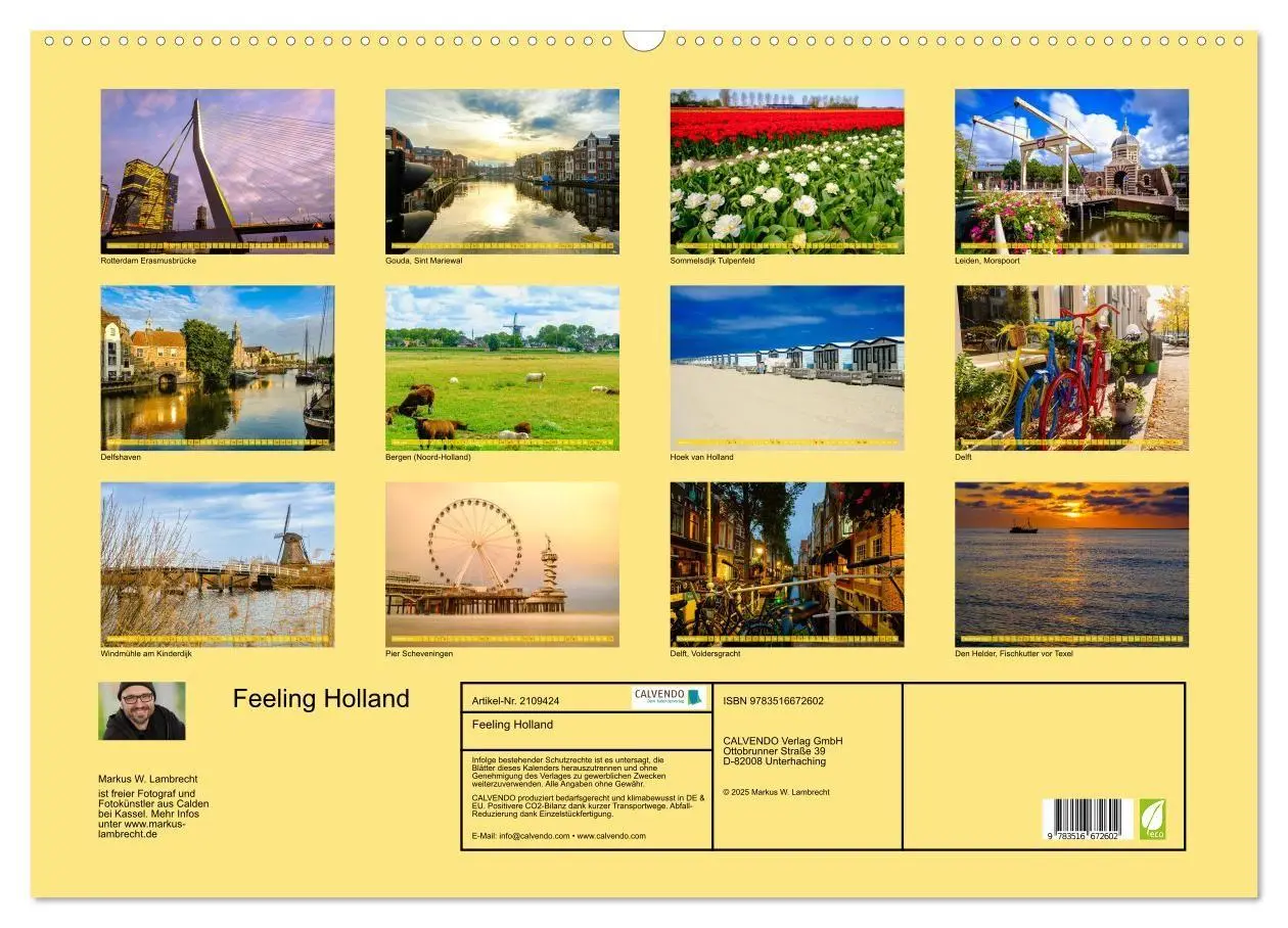Bild: 9783516672602 | Feeling Holland (Wandkalender 2026 DIN A2 quer), CALVENDO...