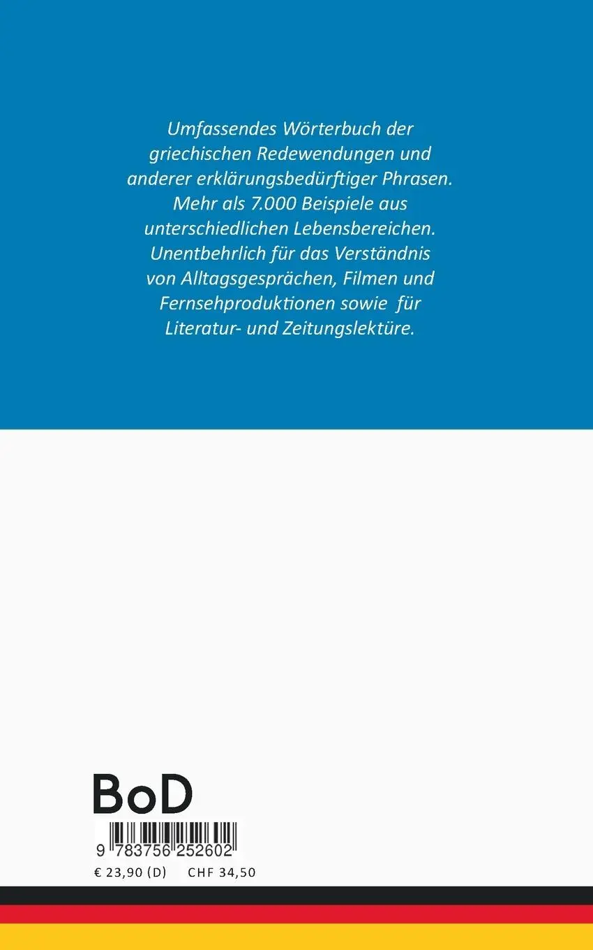 Rückseite: 9783756252602 | Wörterbuch der neugriechischen Redewendungen und Phrasen | Biehl