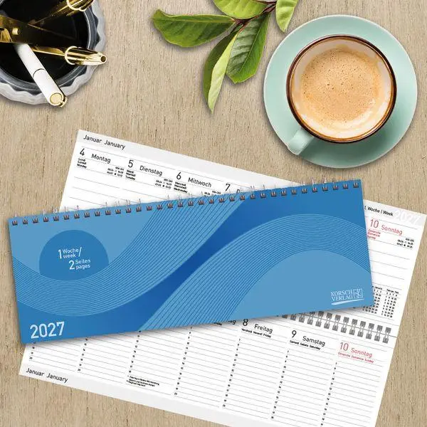 Bild: 9783819302602 | Tischkalender quer Professional Colourlux 2027 blau | Korsch Verlag