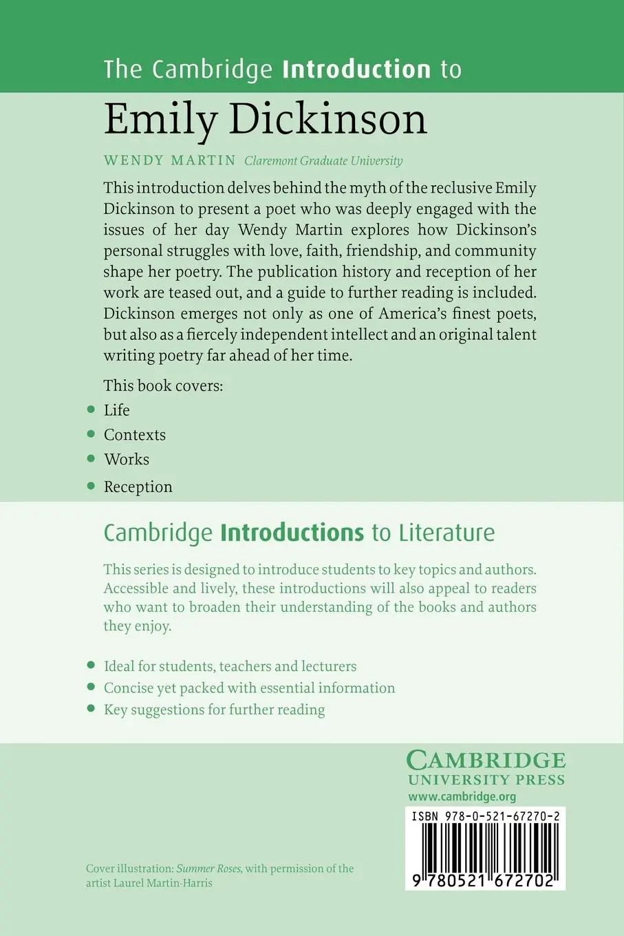 Rückseite: 9780521672702 | The Cambridge Introduction to Emily Dickinson | Wendy Martin | Buch
